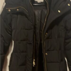 Cole Haan Black Quilted Puffer Coat with Gold Hardware